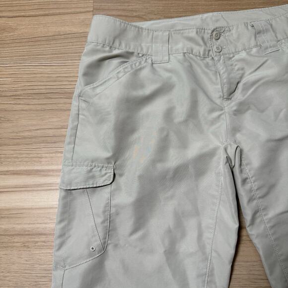 COLUMBIA SPORTSWEAR OMNI-SHADE BEIGE TAN NYLON HIKING CARGO CAPRIS CAPRI SZ 6 - Picture 4 of 16